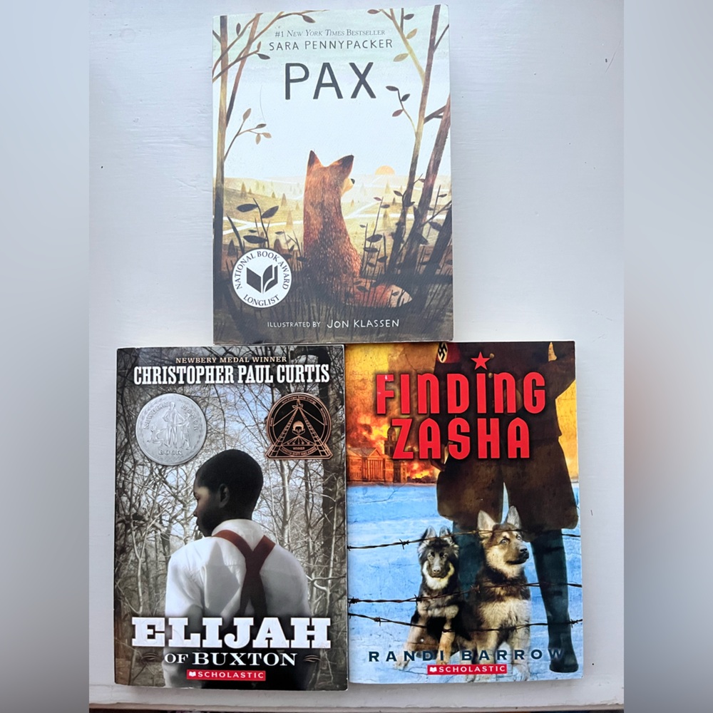 Set of Three Books: Pax, Elijah of Buxton, Finding Zasha